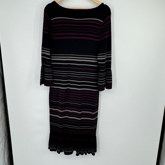 Max Studio Striped Knit sweater Dress Bell Sleeves Ruffle Size Large new $148 - Picture 11 of 14